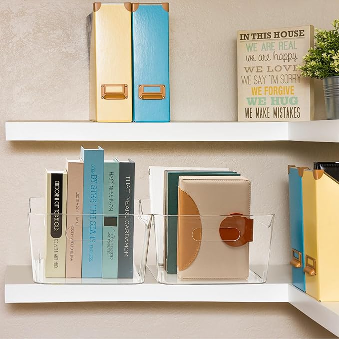 Tiawudi 6 Pack Plastic Storage Bins, Extra Large Pantry Organizer, 13.5" x 10" Clear Storage Containers and Organizer Bins, Multi-Use Bins for Home, Kitchen, Closet and Cabinet