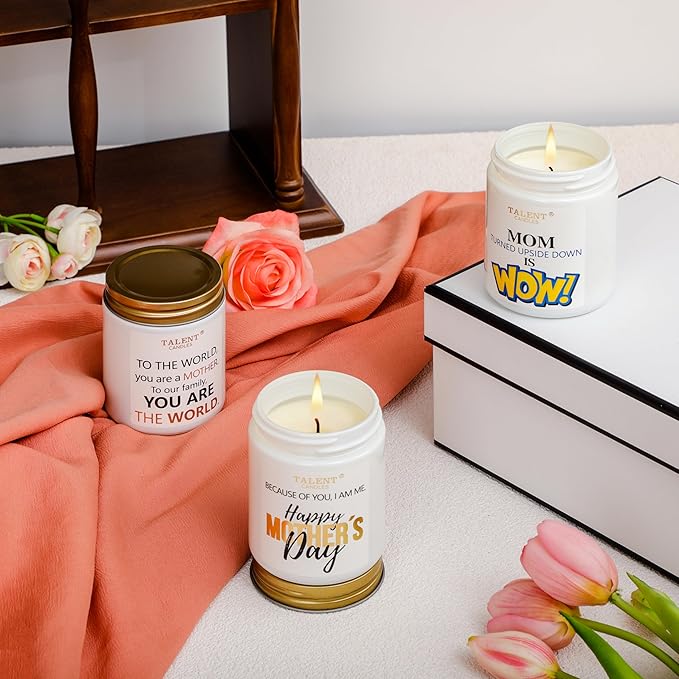 Scented Candle for Mother's Day - Perfect Home Decor Gift for Mom - Teen Mom, Birthday - 8.4oz Pear & White Jasmine Candle Jars