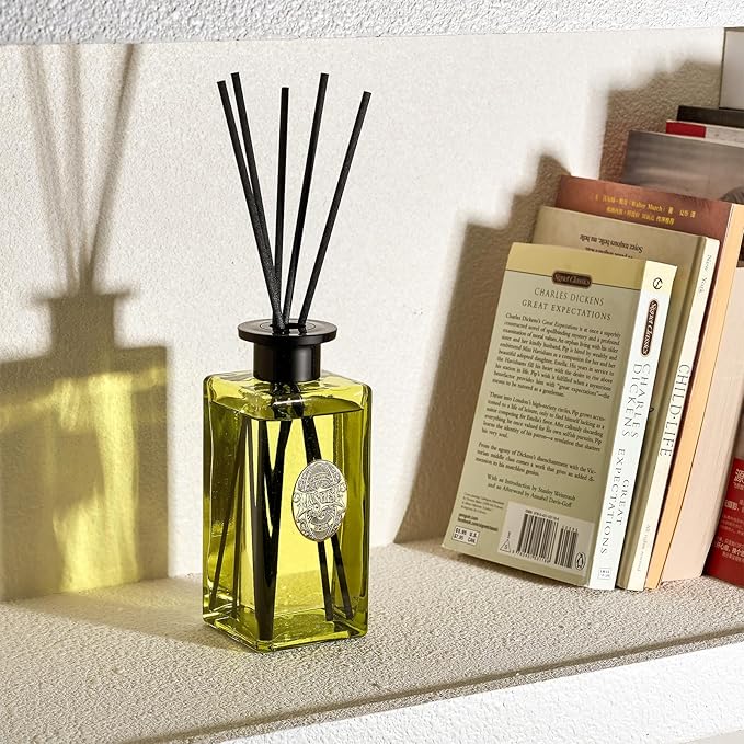 M&SENSE 10.14 oz Large Reed Diffuser Set | White Tea & Sage Scent Oil Diffuser with Sticks | Hotel Collection Non-Toxic Essential Oil |for Bedroom Bathroom Living Room