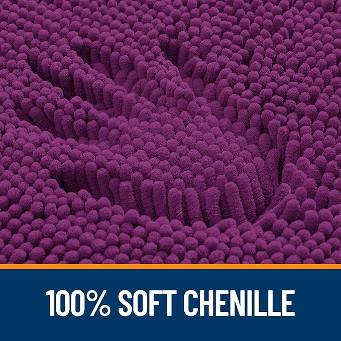 OLANLY Bathroom Rugs 24x16, Extra Soft Absorbent Chenille Bath Rugs, Rubber Backing Quick Dry, Machine Washable Bath Mats for Bathroom Floor, Tub and Shower, Home Decor Accessories, Purple