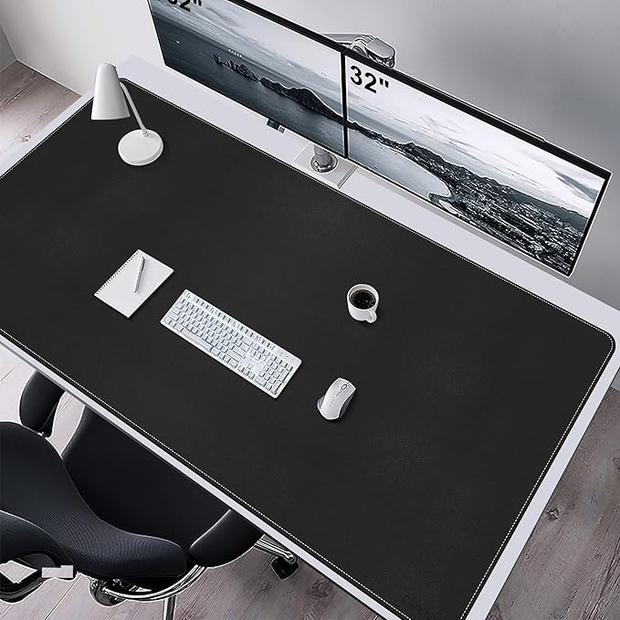 CENNBIE Leather Desk Mat, 63" x 31.4" Extra Large Desk Pad Blotter Protector, Extended Non-Slip Mouse Pad, Waterproof PU Leather Desk Mat on top of desks Large for Office and Home (Black)
