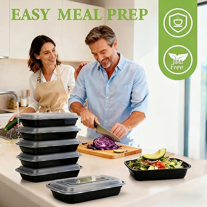 90 Pack 28 oz Meal Prep Containers Reusable with Lids, BPA-Free Single Compartment Food Containers, Durable & Stackable To-Go Boxes, Reusable Microwave Freezer Dishwasher Safe
