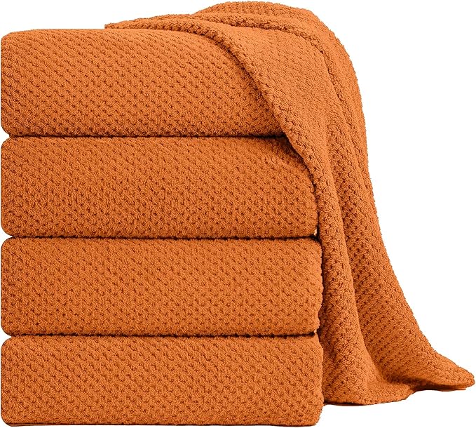 Smuge Extra Large Bath Towel Sheet Set 35x70 Inches - Oversized Highly Absorbent Towels Set,Jumbo Microfiber - Quick Dry, Lightweight,Super Soft for Bathroom,Hotel,SPA,Pack of 4 (Orange Red)