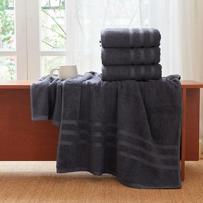 Cotton Bath Towel – Large 30x60 Inches, Soft, Thick & Absorbent Towel for Bathroom, Spa, or Home Use (Gray, 2 Pack – 30"x60")