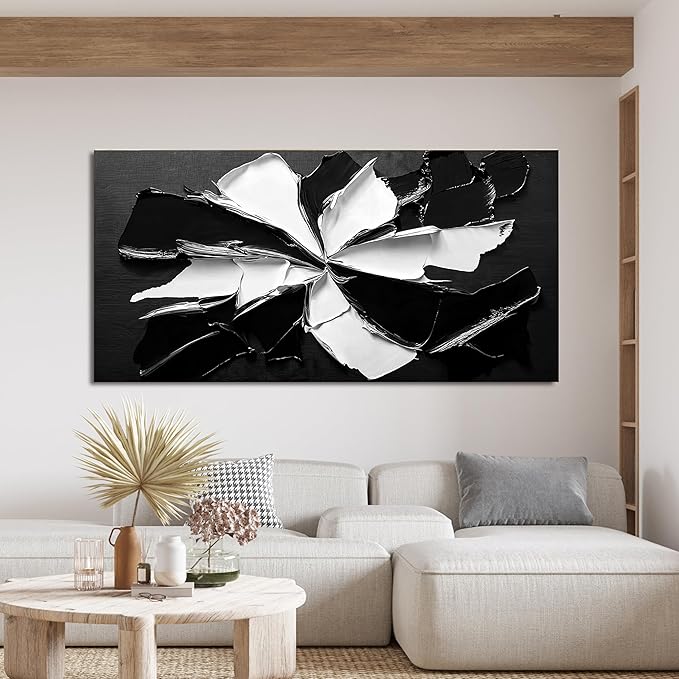 Abstract Wall Art Decorations Modern Large Wall Art for Living Room Abstract Canvas Art Wall Decor Oversized Black and White Wall Art Prints Flowers Artwork for Walls Office Home Decor 29" X 58"