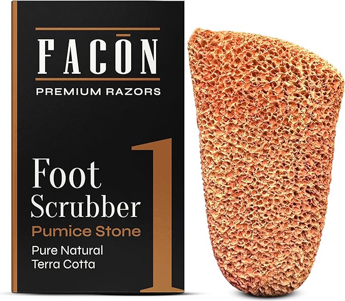 Facón Pumice Stone for Feet Callus Remover - Terra-Cotta Foot Scrubber with 2 Sides, 100% Pure Natural Foot Pumice Stone, Pedicure Pumice Stone Scrubber, Foot Exfoliator, Removes Calluses & Dead Skin