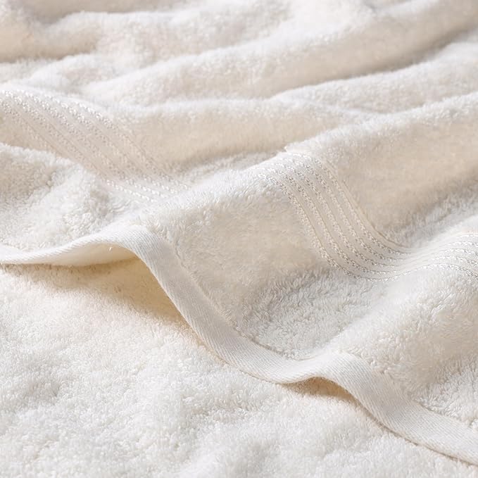 Superior Egyptian Cotton 6-Piece Towel Set, Bathroom Essentials, Towels For Bathroom, Apartment, Airbnb, Guest Bath, Face, Hand, Bath Towels, Washcloths, Absorbent, Fast Drying, Ivory