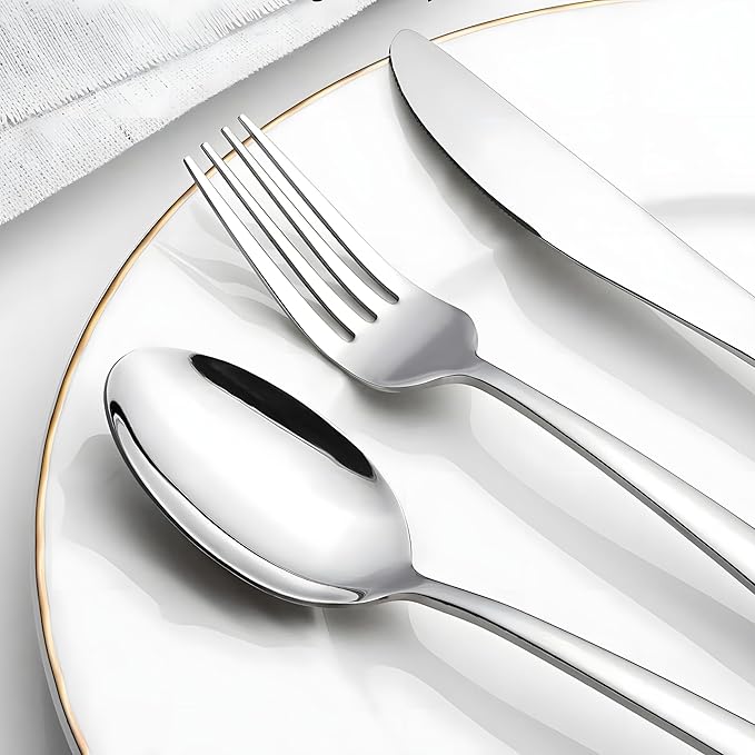 20-Piece Silverware Set,Flatware Set for 4, Food-Grade Premium 18/10 Stainless Steel Cutlery Set,Mirror Polished Tableware, Kitchen Eating Utensils Include Forks Spoons Knives, Dishwasher Safe