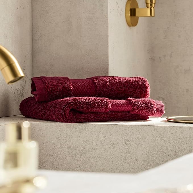 BOLL & BRANCH Plush Bath Towel Set - Holly - 6 Piece - Includes 2 Bath Towels, 2 Hand Towels & 2 Washcloths - 100% Organic Cotton - Ultra Soft & Luxurious - Quick Absorbing