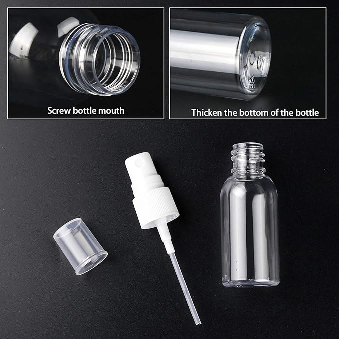 TRENDBOX 6 Pack Empty Transparent Plastic Fine Mist Spray Bottle 30 ml (1 oz)