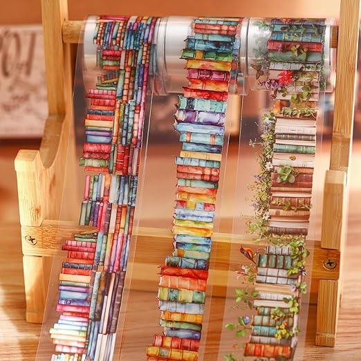6 Rolls PET Washi Tape Set,Reading Themed Scrapbook Tape Stickers for Journaling,Junk Journal,Planner,DIY Arts Crafts,Notebook,Photo Frame,Phone Case(Book)