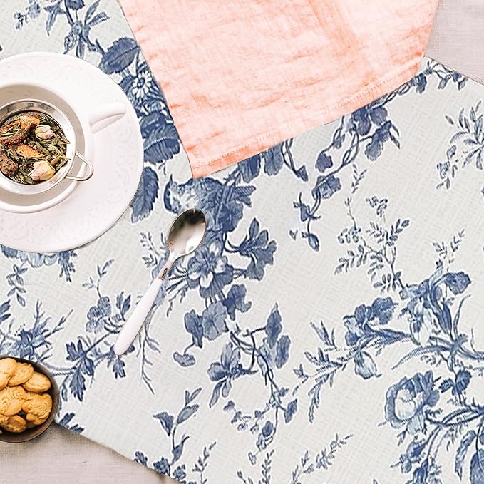 French Pastoral Flora Table Runner, Modern Art Farmhouse Runner 13x72 Inches Long for Dining Tables Decor, Party and Home Decoration