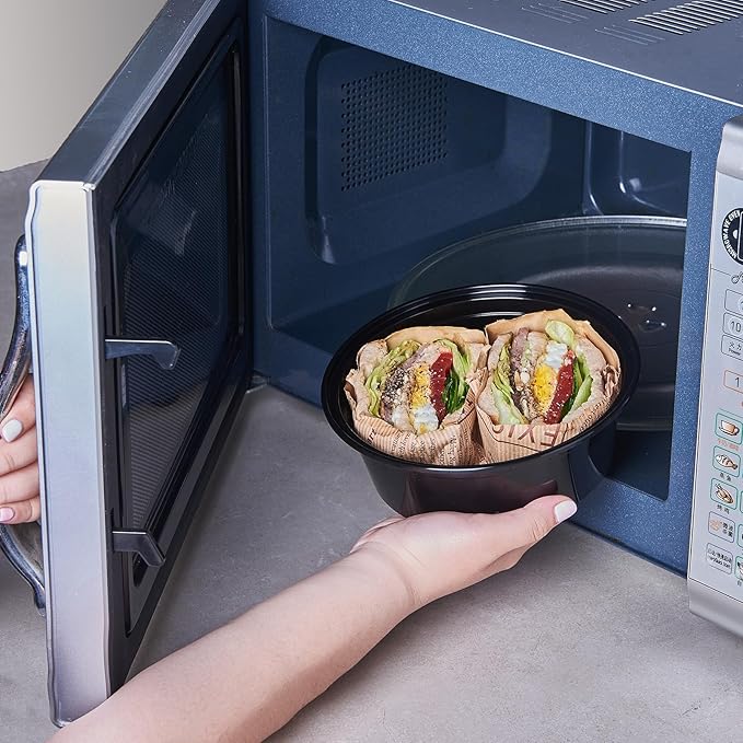 32 oz 150 ct Round Meal Prep Containers with Lids Plastic Food Storage Lunch Plan To Go Box Disposable Take Out Bowl Black BPA Free Reusable Stackable Microwave Freezer Safe (Formerly FULING)