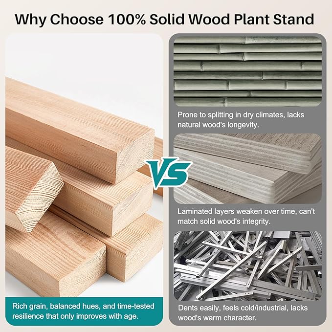 Wooden Plant Stand Indoor - 4 Tier 43.3" H Tall Classic Antique Vintage Heavy Duty Solid Wood Black Plant Flower Display Stand Shelf for House Corner, Living Room, Bedroom, Entryway, Hallway