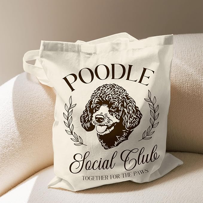 Dog Social Club Canvas Tote Bag, Travel & Daily Use, 16x14 Inch