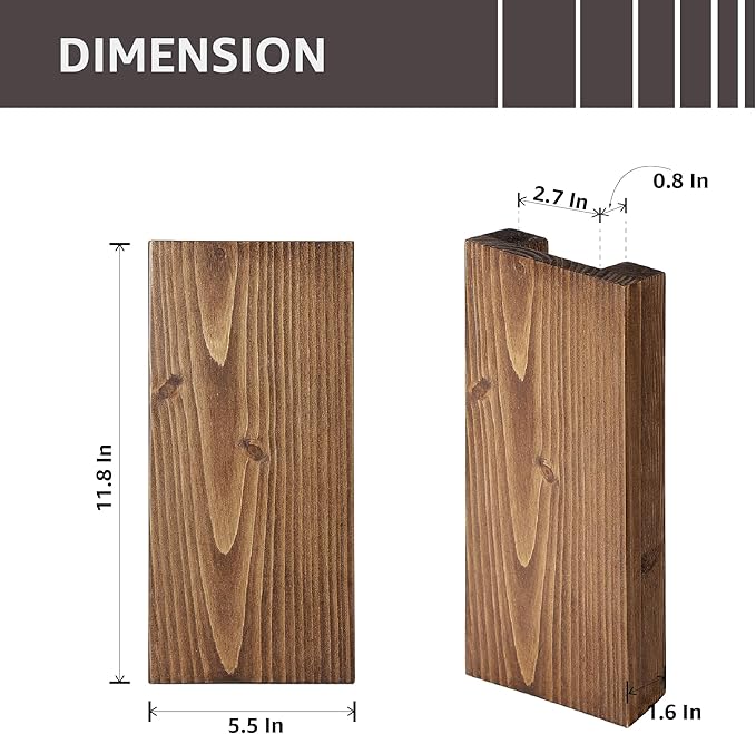 Wood Wall Planter Set of 2, Wood Wall Pocket for Greenery and Dried Flowers, Indoor Hanging Vase, Modern Farmhouse Wall Decor for Living Room Bedroom Office Eucalyptus Stems Decorations (Walnut)