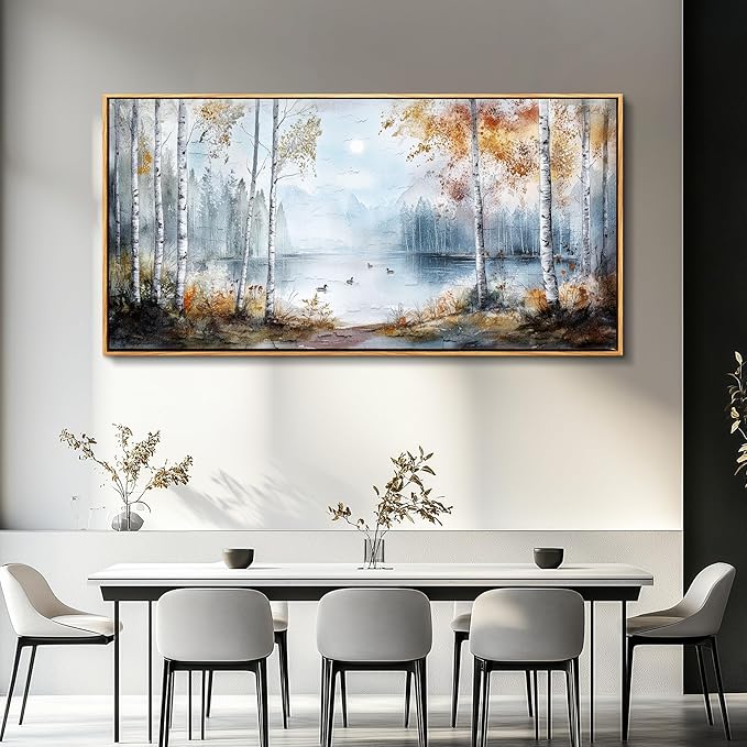 QIYILEXWART Canvas Wall Art For Living Room Large Wall Decor For Office Bedroom Decorations Birch Forest Landscape Pictures Farmhouse Painting Artwork Room Wall Mural Aesthetic Home Decor 30x60 In