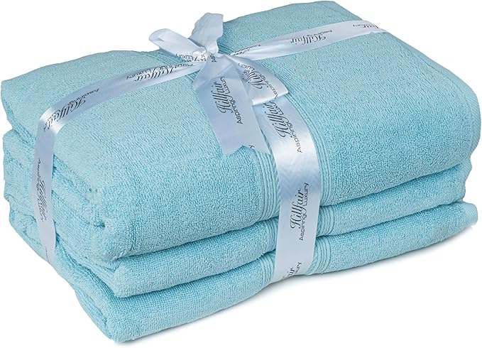 HILLFAIR 600 GSM- 40 x 80 Inches- 100% Cotton 2 Pc XXL Oversized Bath Towel Set- Soft Highly Absorbent Jumbo Bath Sheets Towels Sets- Quick Dry Oversized Bath Towel Sets For Hotel Spa Pool- OCEAN BLUE