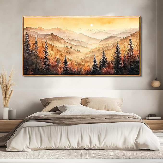 FUHAIHUA Wood Framed Canvas Wall Art For Living Room Large Wall Decor For Office Bedroom Decorations Forest Landscape Pictures Farmhouse Painting Artwork Room Wall Mural Aesthetic Home Decor 30x60 In