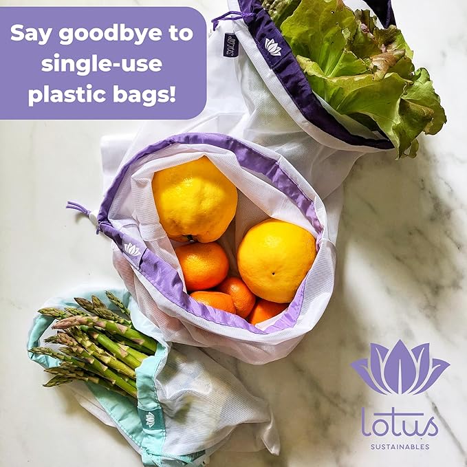 Lotus Produce Bags Reusable produce bags Eco-Friendly Mesh Produce Bags For Groceries