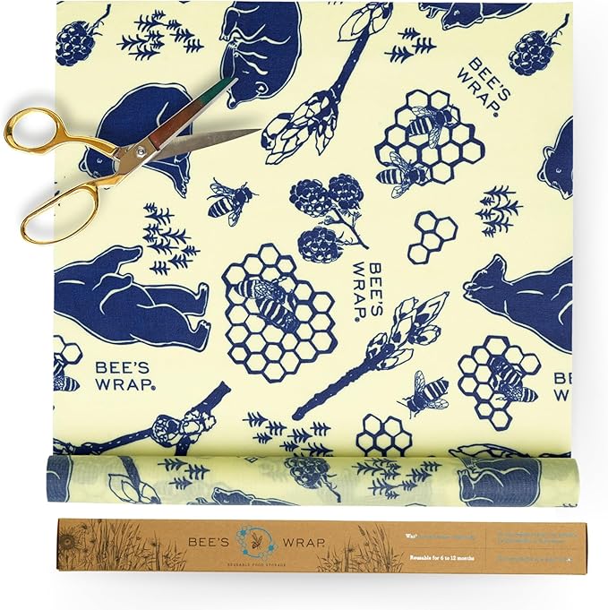 Bee's Wrap Beeswax Wraps for Food - Cut to Size 14x52" Wax Paper Roll - Made in USA Reusable Waxed Paper & Bowl Covers - Organic & Eco-Friendly Alternative to Aluminum Foil, Bees + Bears
