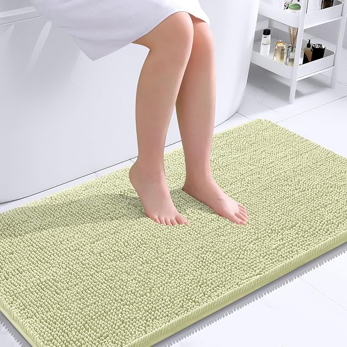 OLANLY Bathroom Rugs 44x24, Extra Soft Absorbent Chenille Bath Rugs, Rubber Backing Quick Dry, Machine Washable Bath Mats for Bathroom Floor, Tub and Shower, Home Decor Accessories, Vanilla