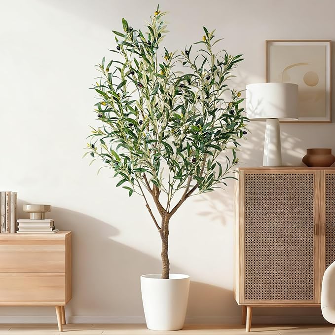 4ft Artificial Olive Tree Faux Olive Plant for Home Decor, Large Fake Olive Tree Modern Farmhouse Style, Floor Plant for Indoor Artificial Trees for Home Decor Indoor, Arbol de Olivo Artificial