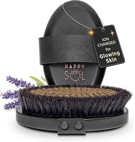 Copper Body Brush - Dry Brushing Body Brush with Ion Charged Copper Bristles, Glowing Skin, Lymphatic Drainage and Blood Circulation Improvement