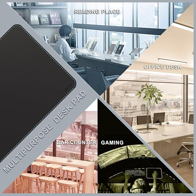 CENNBIE Leather Desk Mat Protector, XXXXXL 74.8" x 23.6" Extra Large Leather Office Desk Pad Mat for Full Desk, Computer Desk Mat on top of desks - Oversized Large Mouse Pad (Black)