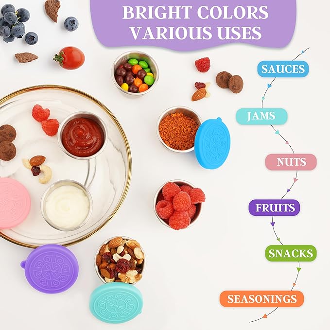 6x2.7 Oz Salad Dressing Container to Go,Handy Leakproof Stainless Steel Meal Prep Containers Reusable,Sauce Containers for Lunch Box, Picnics, Travel, Office and Kitchen Storage