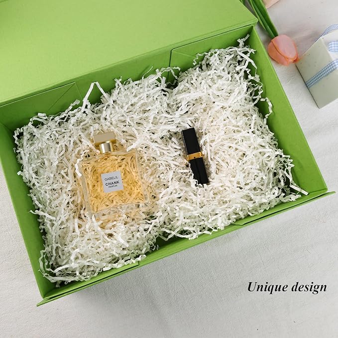 VGOODALL Green Gift Box with Lid 14x8.7x4.3inches Magnetic Gift Box with Ribbon Greeting Card for Wrapping Bridesmaid Proposal Party Favors