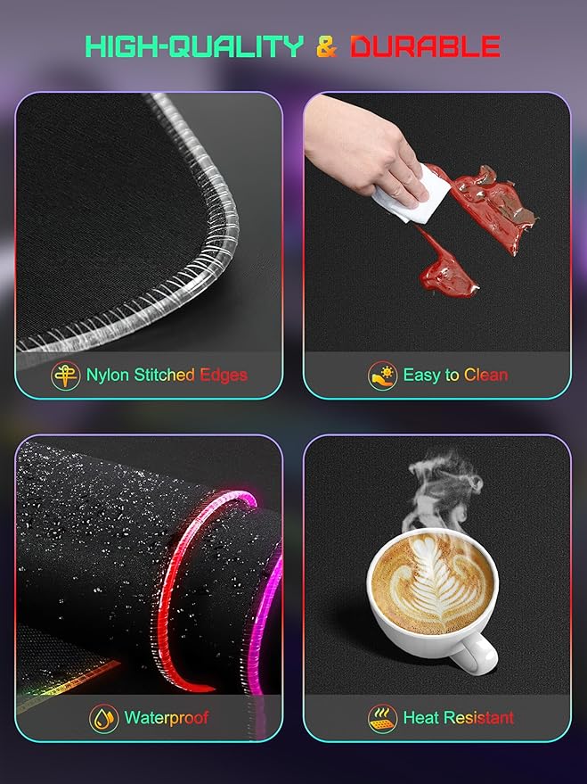 TopMade Mouse Pad with Wireless Charging, 31.5" x 15.75" Large Desk Mat RGB Gaming Mousepad, LED Desk Pad Keyboard Pad with Ultra-Smooth Surface & Non-Slip Rubber Base, Waterproof Desk Pad