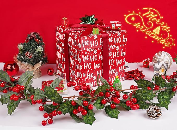 Jaywayang 5 Pack Red Christmas Gift Boxes with Lids, Ribbons and Tissue Papers Square Gift Boxes - 7.1 Inch - Presents Wrapping Christmas Gift Holiday New Year Party Favor Boxes.