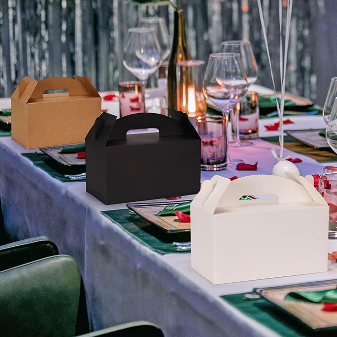 xiepipipaper 24Pack Large Party Favor Boxes,Kraft Treat Boxes, (9.45 * 5 * 5"),Large Goodie Boxes, Gable Gift Boxes with Handles,Candy Boxes for Kids Birthday Baby Shower Wedding Halloween Christmas.