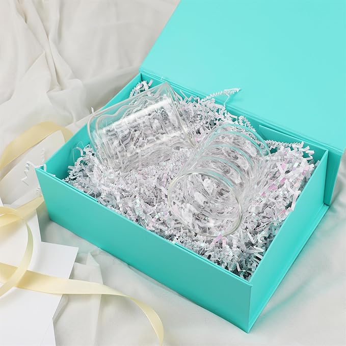 Turquoise Gift Box,13x11x5.3 Large Gift Boxes With Lids For Presents Includes Ribbon And Diy Printable Sticker Paper,Bridesmaid Proposal Box,Magnetic Gift Box For Birthday,Wedding,Graduation