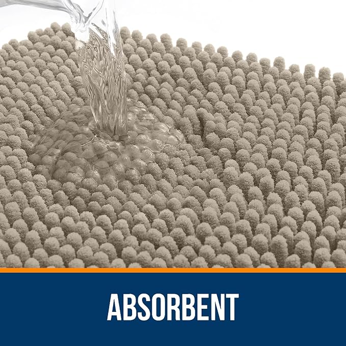 OLANLY Bathroom Rugs 36x24, Extra Soft Absorbent Chenille Bath Rugs, Rubber Backing Quick Dry, Machine Washable Bath Mats for Bathroom Floor, Tub and Shower, Home Decor Accessories, Warm Taupe