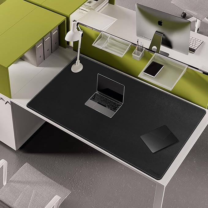 CENNBIE Leather Desk Pad Large, 47.2" x 27.5" Desk Mat Blotter Protector, Extended Non-Slip Mouse Pad, Waterproof PU Leather Desk mat for Desktop Office and Home (Black)