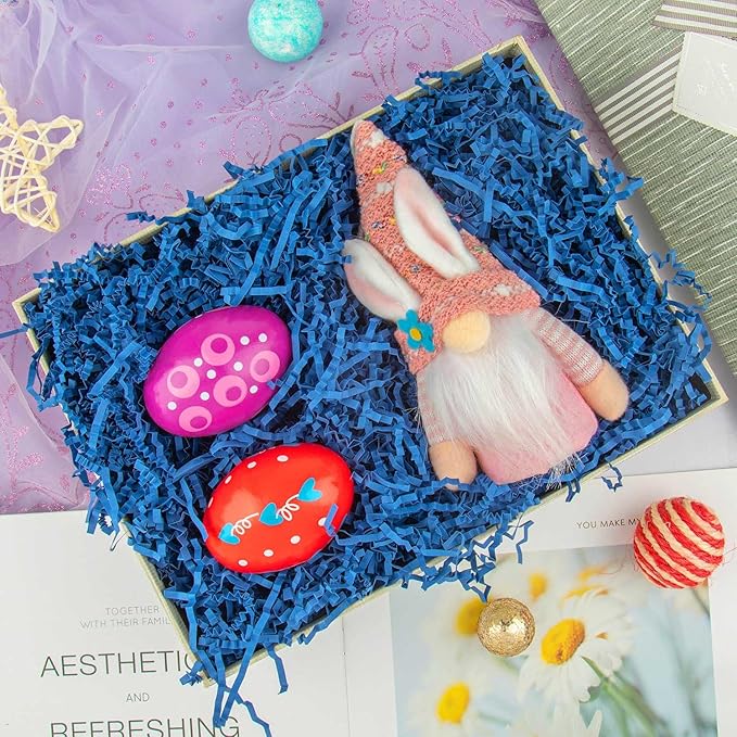 8.5oz Crinkle Paper Filler, Gift Baskets Gift Boxes Crafts Shredded Cut Paper Packaging Decorative Stuffing & Cushioning Confetti for Easter Birthday Wedding Party Favor Navy Blue