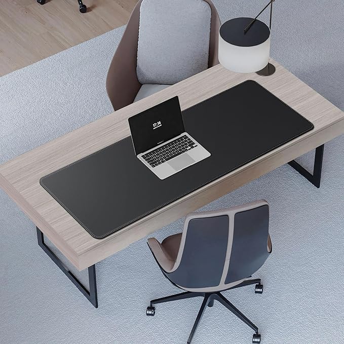 CENNBIE Leather Desk Mat Protector, 51.2" x 16" Extra Large Leather Office Desk Pad Mat for Full Desk, Computer Desk Mat on top of desks - Oversized Large Mouse Pad (Black)