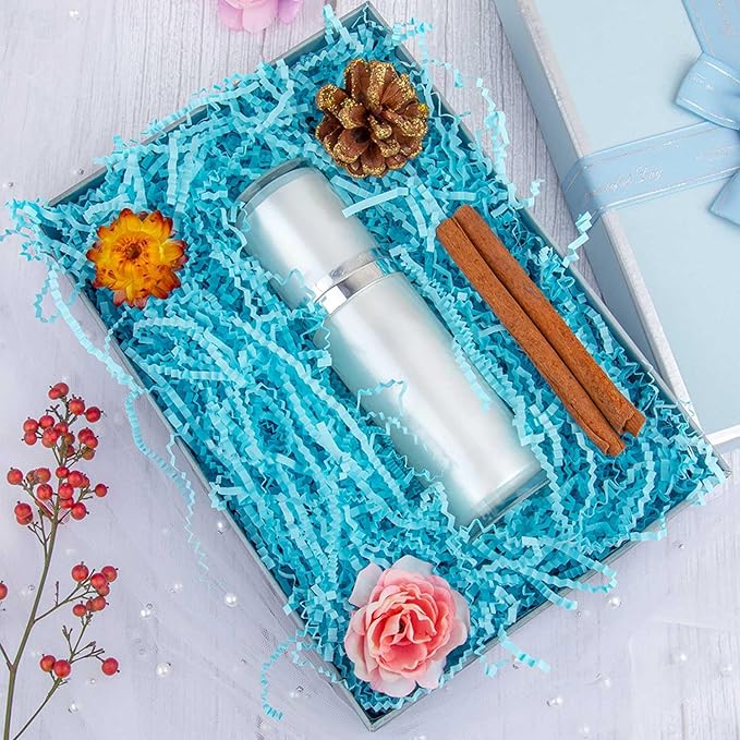 Caleihd Crinkle Cut Paper Shred Packing Grass Cushion Paper Streamer for Christmas Wedding Birthday Bridesmaid Engagement Craft Gift Boxes Bags Basket Filler Decoration 4.5oz Blue