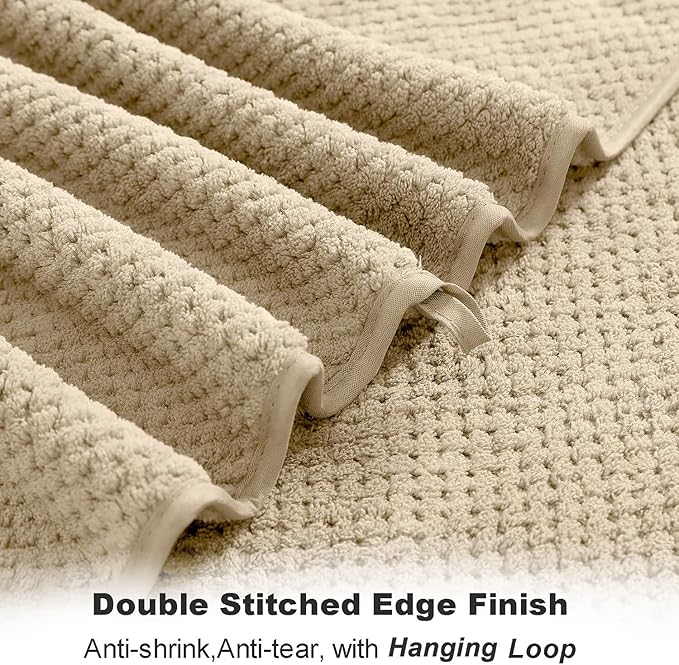 8-Piece Bath Towel Set, 2 Extra Large Bath Towel Sheets, 2 Hand Towels and 4 Washcloths - Highly Absorbent Quick Dry Microfiber,Ultra Soft Towel Set for Bathroom, Waffle Weave, Pack of 8 (Camel)