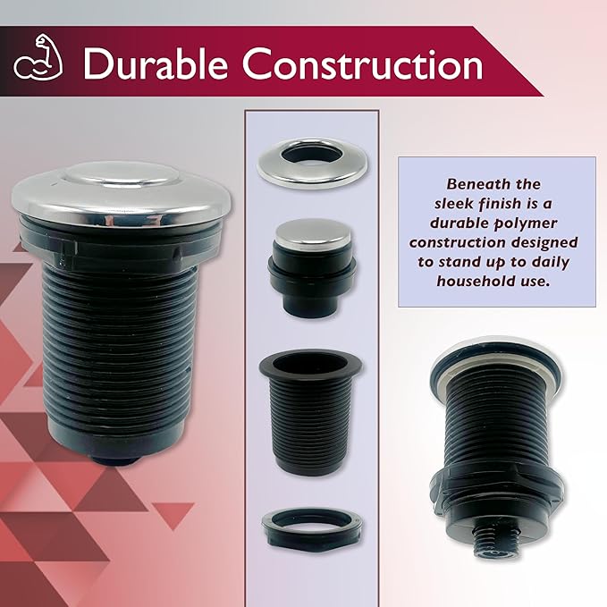 Disposal Air Switch Kit for Garbage Disposal Hands-Free On/Off Control UL Approved Includes 6' Air Tube 1-3/8" Air Button Safe & Convenient for Kitchen No Wiring Needed (Bronze)