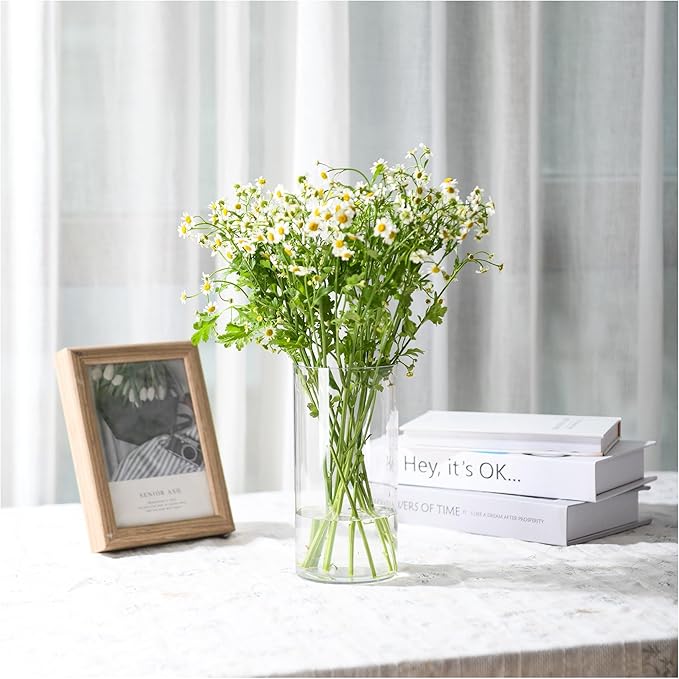 Clear Flower Vase, Non-breakable Vases, 5" W x 16" H, Acrylic Vase, Aesthetic Room Decor Cylindrical Modern Flower Vases for Table Centerpiece, Home Decor, Women Floral Arrangement Gift