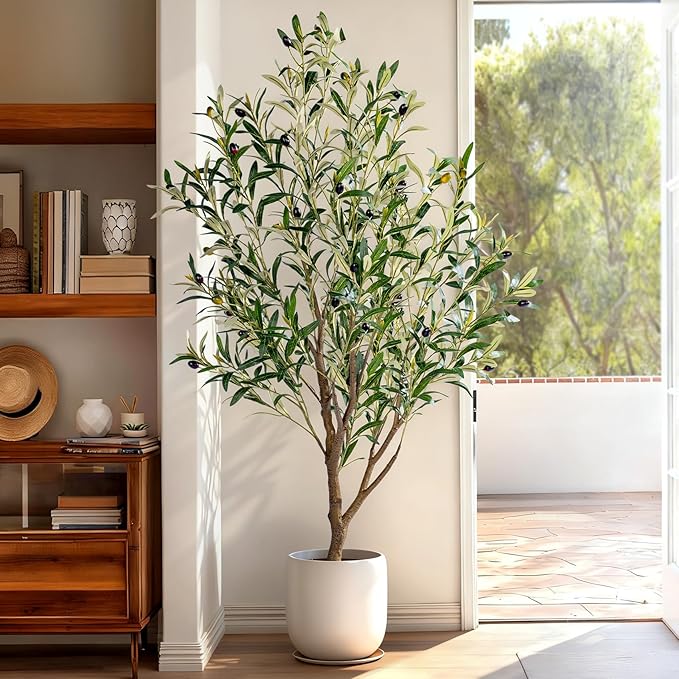 5ft Artificial Olive Tree Faux Olive Plant for Home Decor, Large Fake Olive Tree Modern Farmhouse Style, Floor Plant for Indoor Artificial Trees for Home Decor Indoor, Arbol de Olivo Artificial