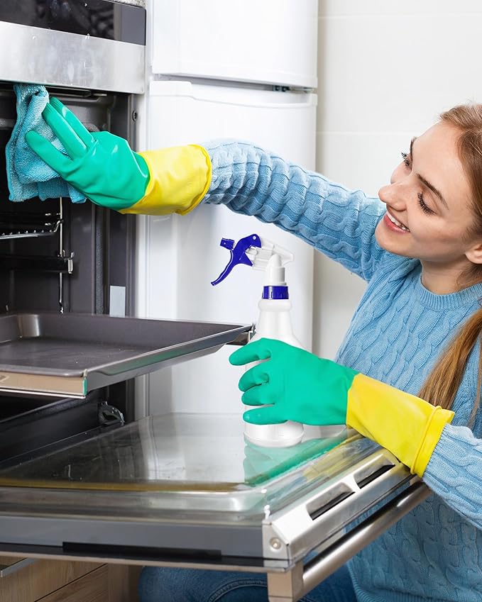 Eccliy 20 Pack 16oz Empty Spray Bottles, Leakproof Cleaning Bottles with Measurement and Adjustable Nozzle for Housekeeping, Commercial Use(Cylinder,3 Colors Spray Head)