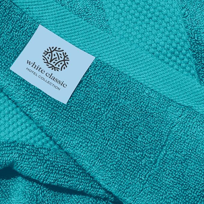 White Classic Luxury Aqua Hand Towels - Soft 100% Turkish Cotton | Highly Absorbent Hotel spa Bathroom Towel Collection | 16x30 Inch | Set of 6