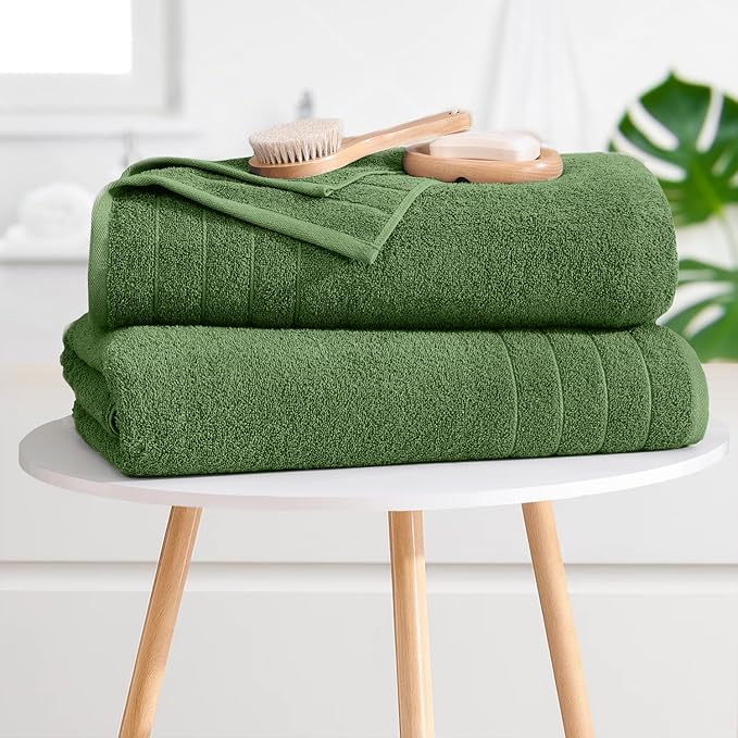 DAN RIVER Bath Towels Set of 4, 30 x 60 Inches, 100% Cotton, Larger & Lighter Weight, Quicker to Dry, Super Soft and Absorbent, Ideal Hotel Towels for Daily Use, Sage Green