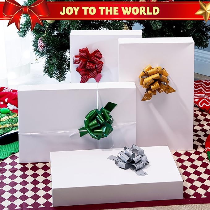 JOYIN 12 PCS 17" Christmas Shirt Gift Boxes with Lid for Presents, Extra Large White Cardboard Box with Tissue Paper, Robe Box for Clothes, Father's Day, Xmas Birthday Holiday Wedding Gift Wrap Decor