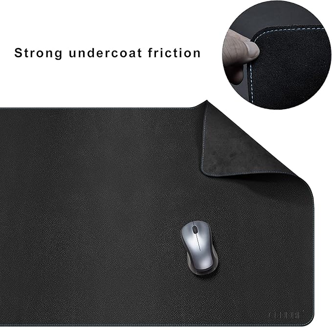 CENNBIE Leather Desk Mat, 59” x 23.6” Extra Large Desk Pad Blotter Protector, Extended Non-Slip Mouse Pad, Waterproof PU Leather Desk Mat on top of desks Large for Office and Home (Black)