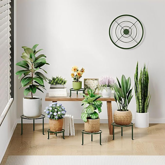 5 Pack Metal Pot Rack Stand,Patented Plant Stand for Flower Pot Heavy Duty Potted Holder Indoor Outdoor, Rustproof Iron Garden Container Round Supports